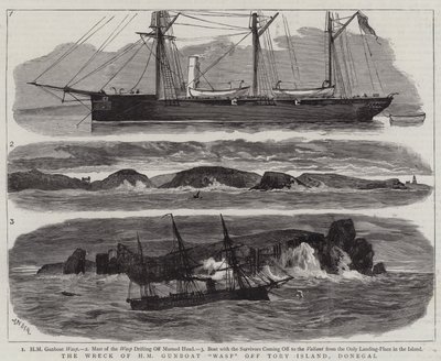 The Wreck of HM Gunboat Wasp off Tory Island, Donegal by Joseph Nash