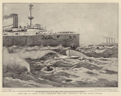 With the X Fleet, a Man Overboard from HMS Hannibal off the Scilly Islands by Joseph Nash