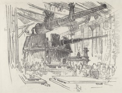 Fitting Guns in Turrets by Joseph Pennell