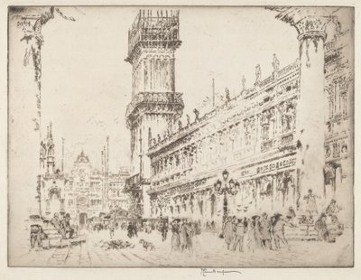 Rebuilding the Campanile, Venice, No.II by Joseph Pennell