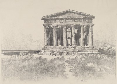 The Temple by the Sea, Temple of Concord, Girgenti by Joseph Pennell