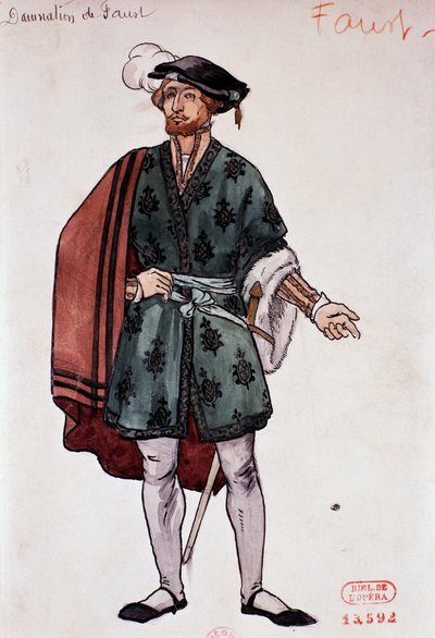 Costume for character of Faust in Damnation of Faust by Hector Berlioz, sketch by Joseph Porphyre Pinchon by Joseph Porphyre Pinchon