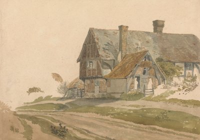 Farmhouse with Figures at Door and Window by Joseph Powell