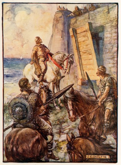 Macbeth Being Refused Entrance by Lady Macduff While Her Husband Escapes by Sea by Joseph Ratcliffe Skelton