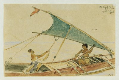 Boat before the Island of Puinipet (Ponape), Caroline Islands by Joseph Selleny
