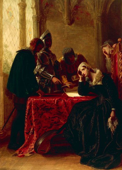 Abdication of Mary Queen of Scots in Loch Leven Castle, c. 1850 by Joseph Severn