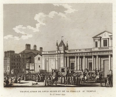 Crowds gather around the carriage carrying Louis XVI and his family by Joseph Swebach Desfontaines