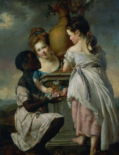 A Conversation between Girls, or Two Girls with their Black Servant by Joseph Wright of Derby