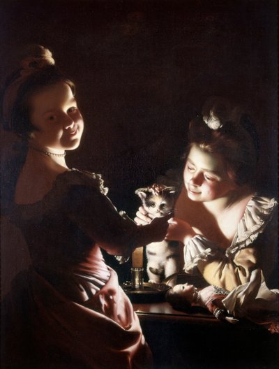 Dressing the Kitten by Joseph Wright of Derby