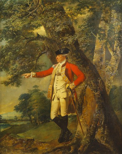 Portrait of Colonel Charles Heathcote, Standing Small Full Length in a Wooded Landscape, in the Uniform of the Thirty-Fifth Foot by Joseph Wright of Derby