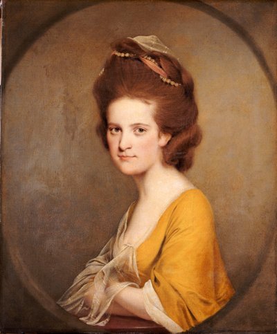 Portrait of Dorothy Hodges, Half Length, in a Yellow Dress by Joseph Wright of Derby