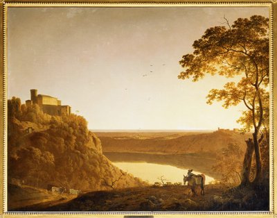 View of the Lake of Nemi at Sunset by Joseph Wright of Derby