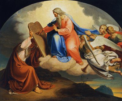 God Writing the Ten Commandments on Two Stone Tablets for Moses on Mount Sinai by Joseph von Fuhrich