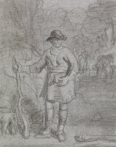 Study of a Man Holding a Stick by Joshua Cristall