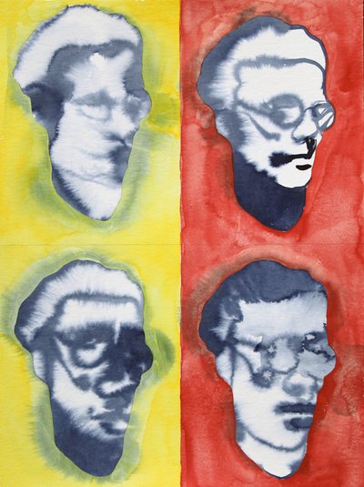 Abstract Faces Red Yellow by Joshua Hoskins