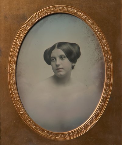 Young Woman with Hair Styled in Two Buns by Josiah Johnson Hawes, Albert Sands Southworth