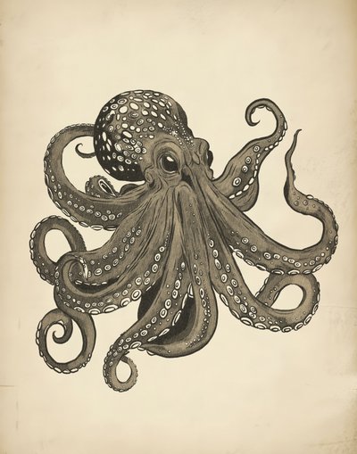 Elegant Vintage Octopus by Josie George