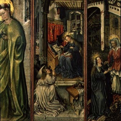 Annunciation (centre left panel of polyptych) by Jost (attr. to) Amman