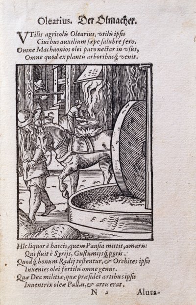 Oil Maker, illustration from the Latin edition of 