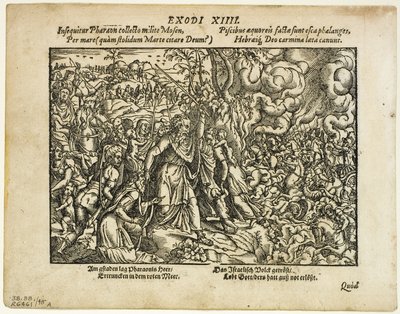 The Passage of the Red Sea (recto) and The Burial of Jacob (verso) from Neuwe Biblische Figuren, plate 48 from Woodcuts from Books of the XVI Century by Jost Amman
