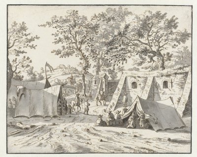 View of an Encampment of the Army of William III near Leuven by Josua de Grave
