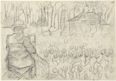 Painter in a Tulip Field by Jozef Israëls
