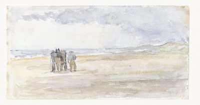 Man with Horse and Cart on the Beach by Jozef Israëls