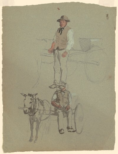 Studies of a Man and Horse Cart by Jr. Enoch Wood Perry