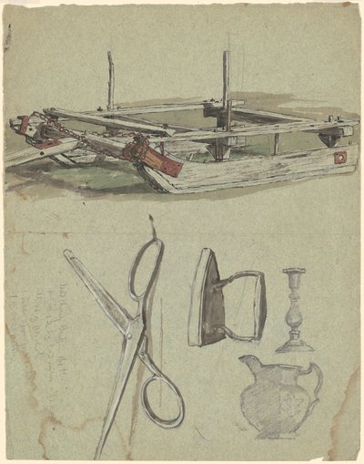 Studies of a Sled and Various Household Objects by Jr. Enoch Wood Perry