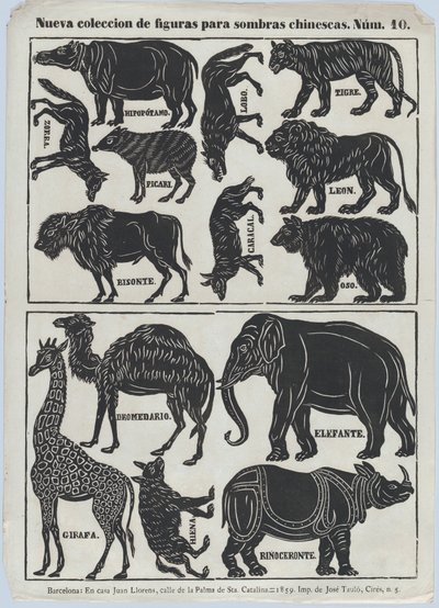Sheet 10 of figures for Chinese shadow puppets by Juan Llorens