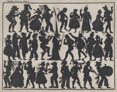 Sheet 1 of figures for Chinese shadow puppets by Juan Llorens