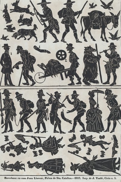 Sheet 2 of figures for Chinese shadow puppets by Juan Llorens