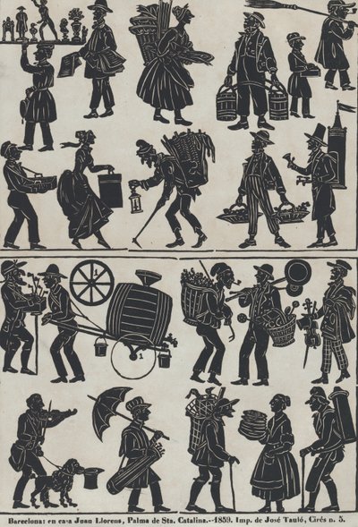 Sheet 3 of Figures for Chinese Shadow Puppets, 1859 by Juan Llorens