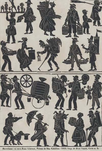 Sheet 3 of Figures for Chinese Shadow Puppets, 1859 by Juan Llorens
