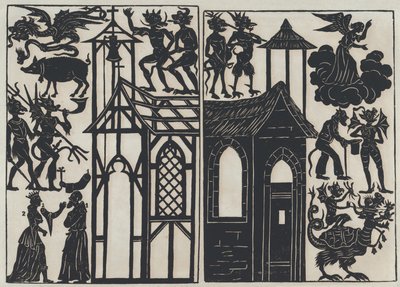 Sheet 5 of figures for Chinese shadow puppets, 1859 by Juan Llorens