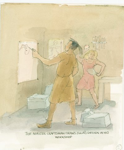 The Master Craftsman Draws Out Designs for Julia