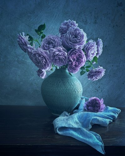 Tranquil Purple Roses by Judy Tseng