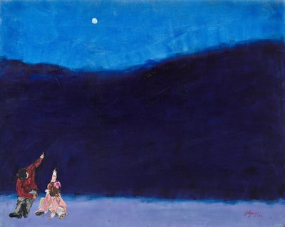 Kids Gaze at Winter Moon by Jukyong Park