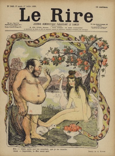 Adam and Eve, Illustration for Le Rire by Jules Abel Faivre