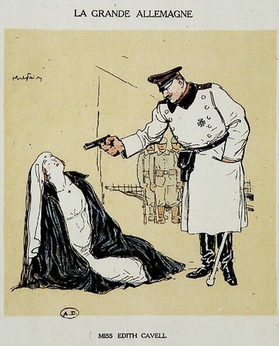 Miss Edith Cavell Executed by the Germans, Image by Abel Faivre (1864-1945) by Jules Abel Faivre