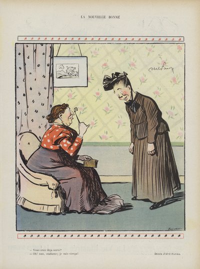 The New Housemaid. Illustration for Le Rire by Jules Abel Faivre