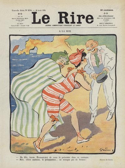 At the Seaside (Illustration for Le Rire) by Jules Alexandre Gruen or Grun