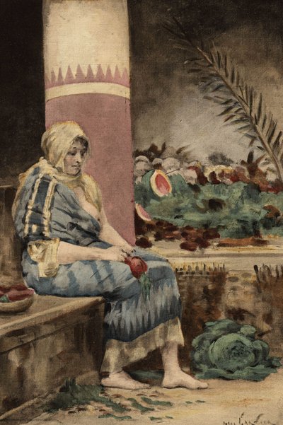 Livia Drusilla Augusta peeling a vegetable. Illustration by Jules Garnier. In 