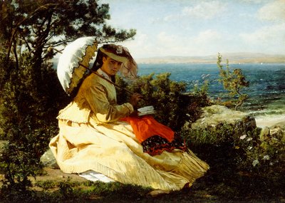 The Woman with the Parasol; Bay of Douarnenez by Jules Breton