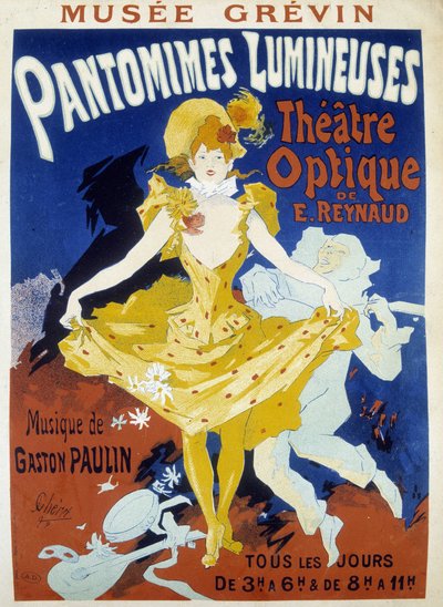 Dancer and Musician - Poster for the Luminous Pantomimes of Reynaud and Paulin at the Grévin Museum by Jules Cheret