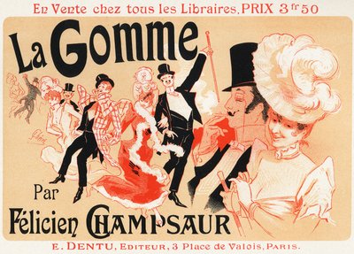Ball in Paris. Poster by Jules Cheret for the Play: La Gomme, by Felicien Champsaur, c.1889 by Jules Cheret