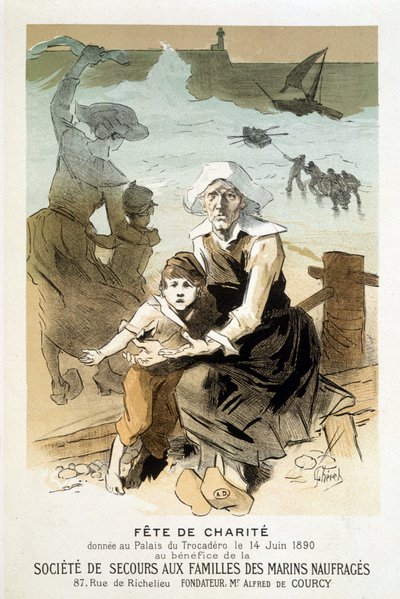 Poster for a celebration of charity given at the Palais du Trocadéro on 14 June 1890 for the benefit of the Society of Relief to the Families of Shipwrecked sailors - in 