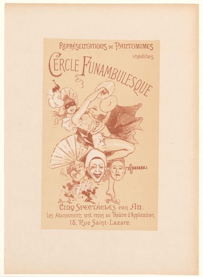 Advertising Card for the Cercle Funambulesque by Jules Cheret