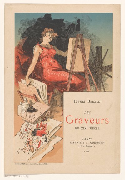 Woman Surrounded by Tools and Materials of a Printmaker by Jules Cheret