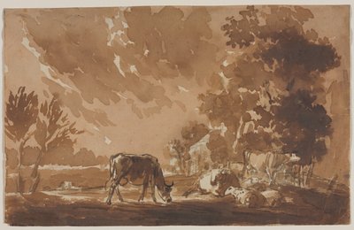 Landscape with Cattle (recto) by Jules Dupré